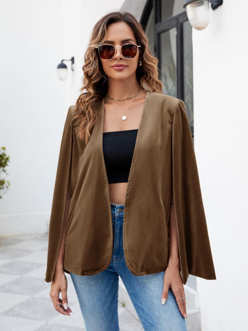 Elegant Velvet Cape Blazer Jacket