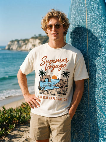 Vintage Coastal Graphic Summer T-Shirt
