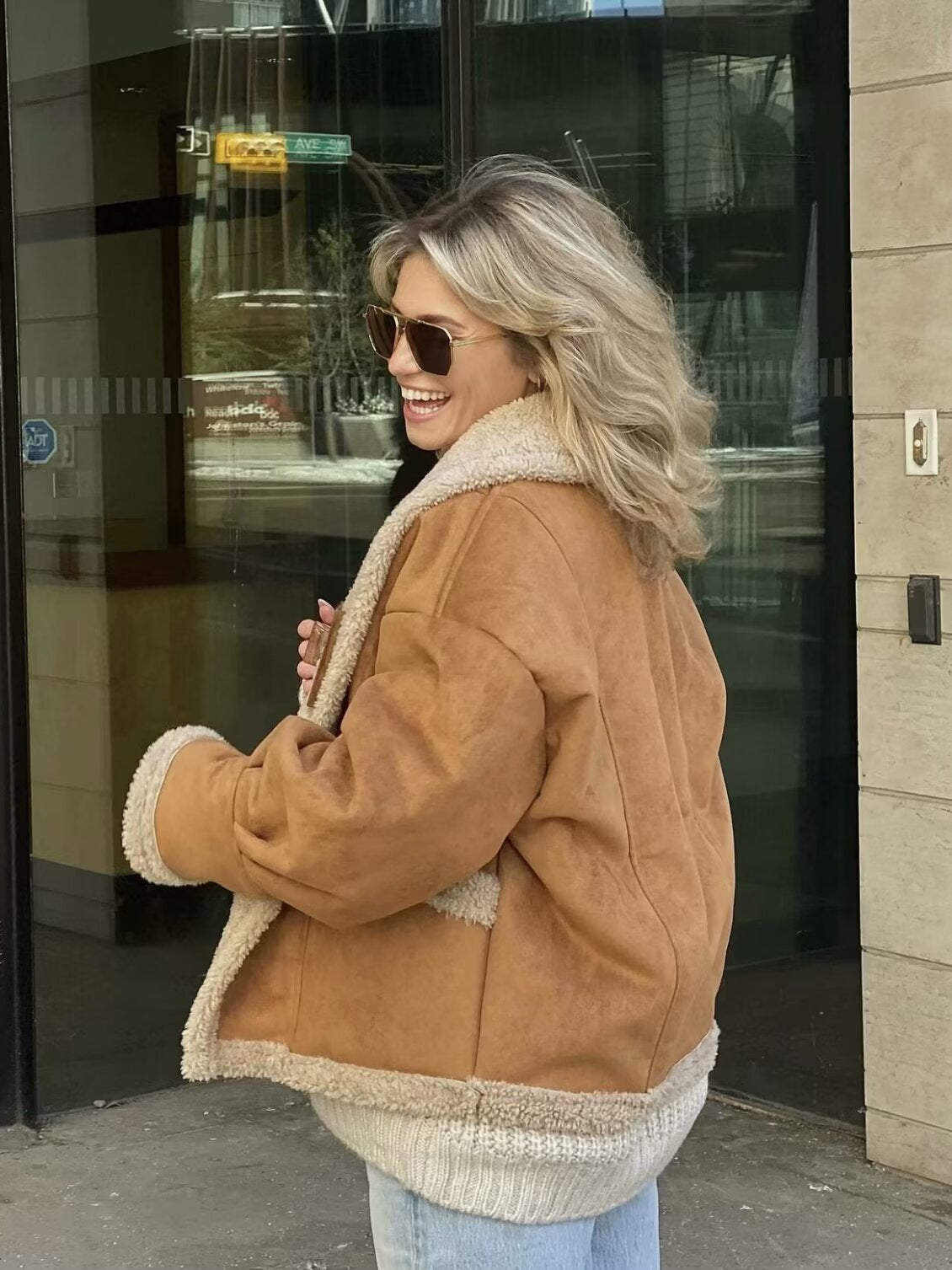 Cozy Faux Suede Sherpa Jacket