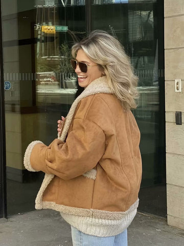 Cozy Faux Suede Sherpa Jacket