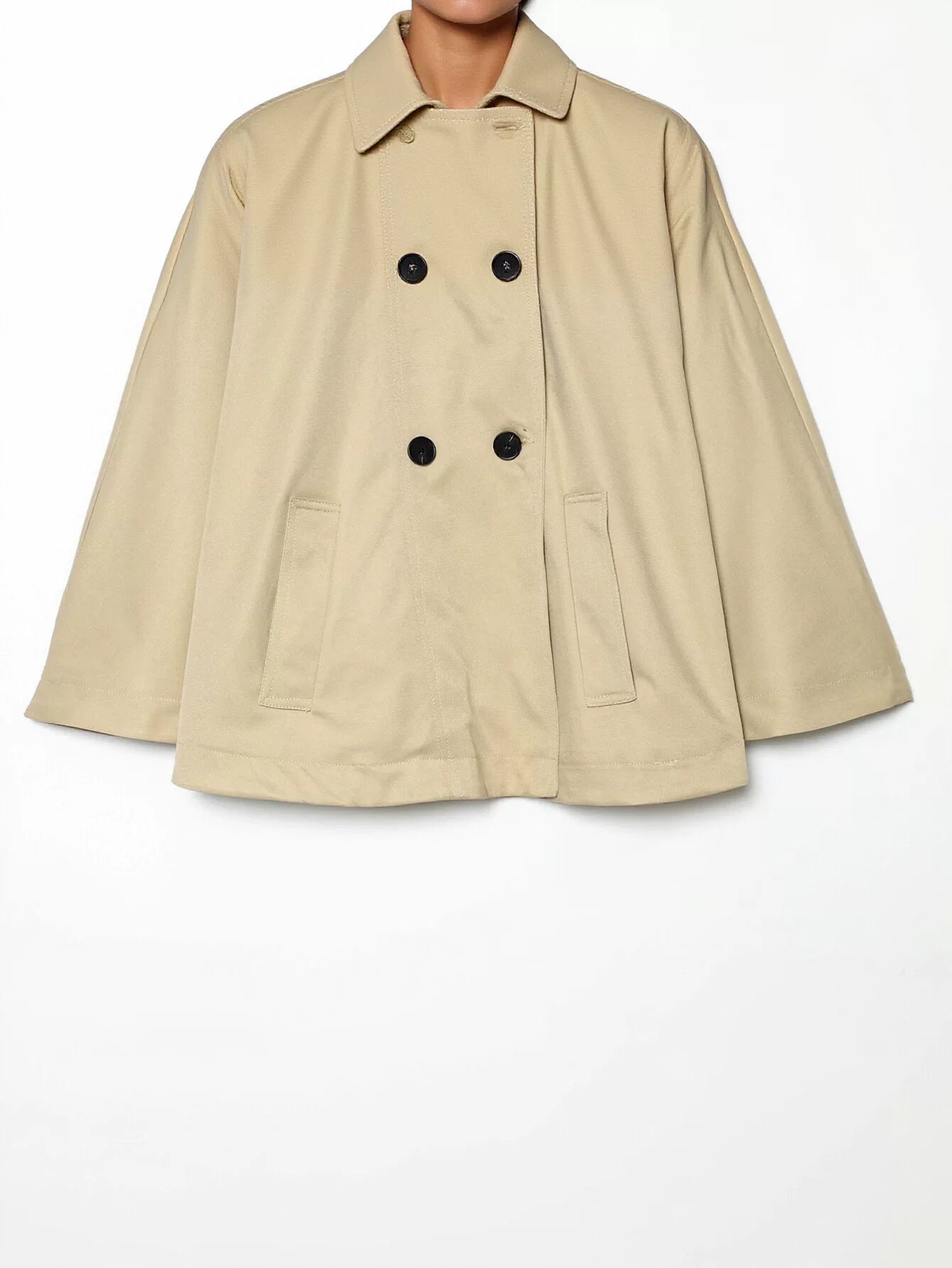 Cropped Double Breasted Trench Coat