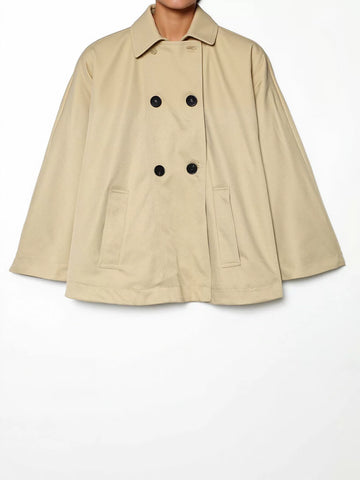 Cropped Double Breasted Trench Coat