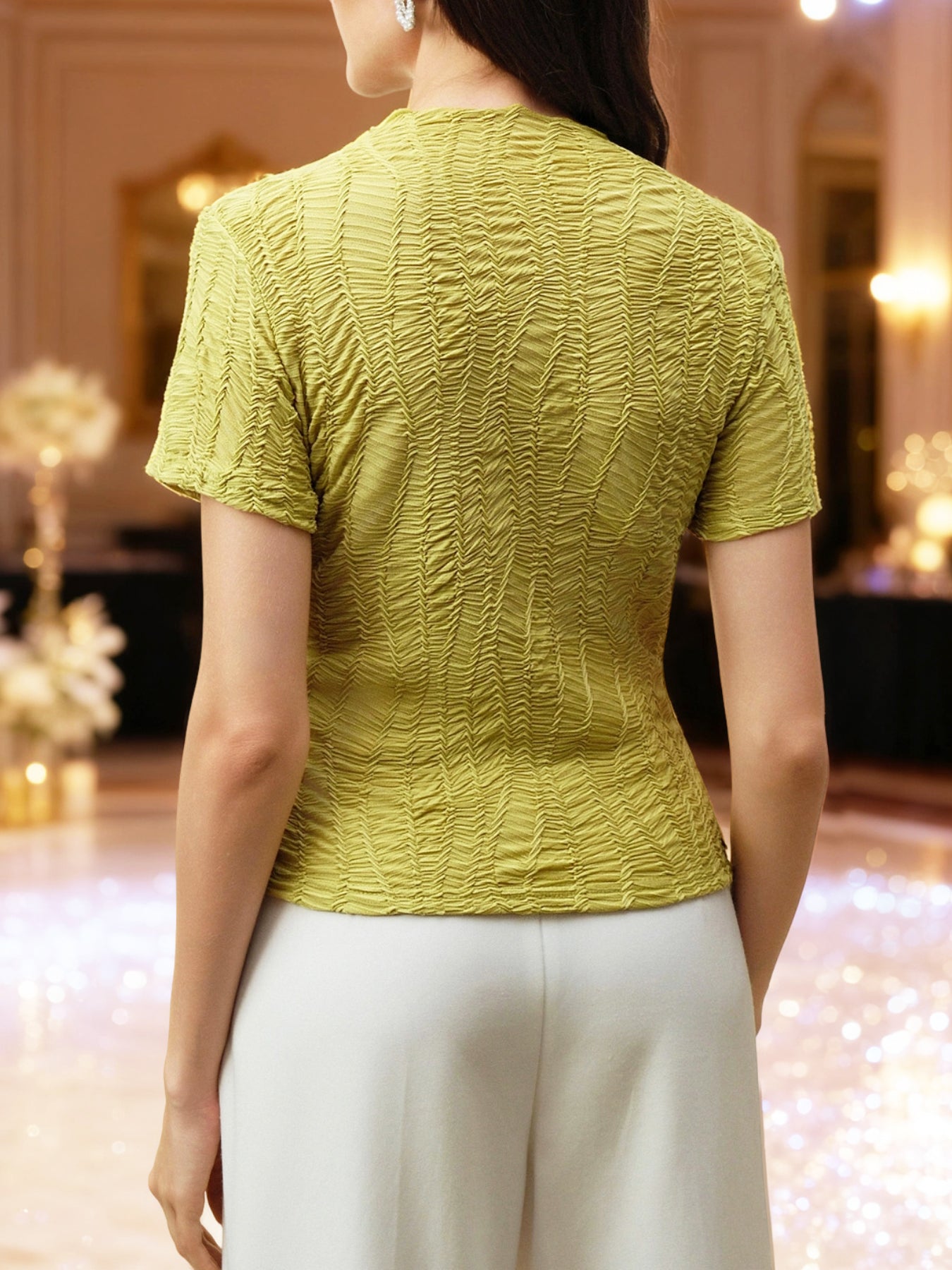 Textured Mock Neck Slim Fit T-Shirt