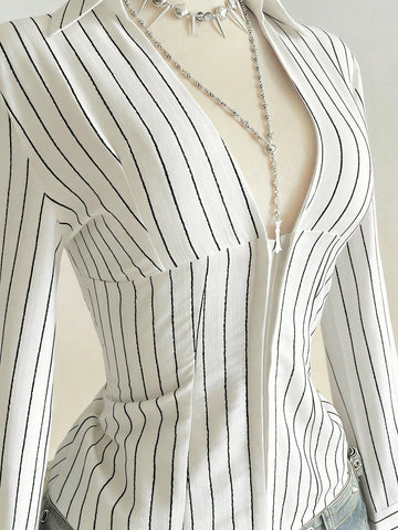 Slim Fit Striped Button Down Shirt
