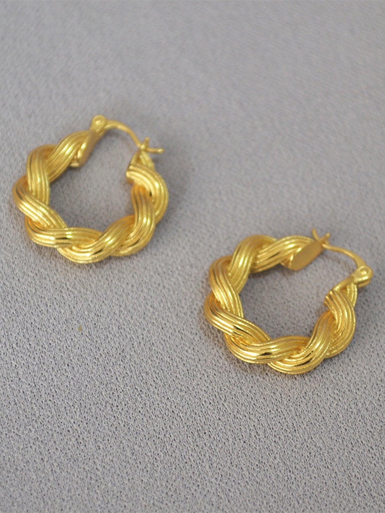 Chunky Twisted Gold Hoop Earrings