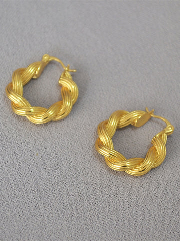 Chunky Twisted Gold Hoop Earrings