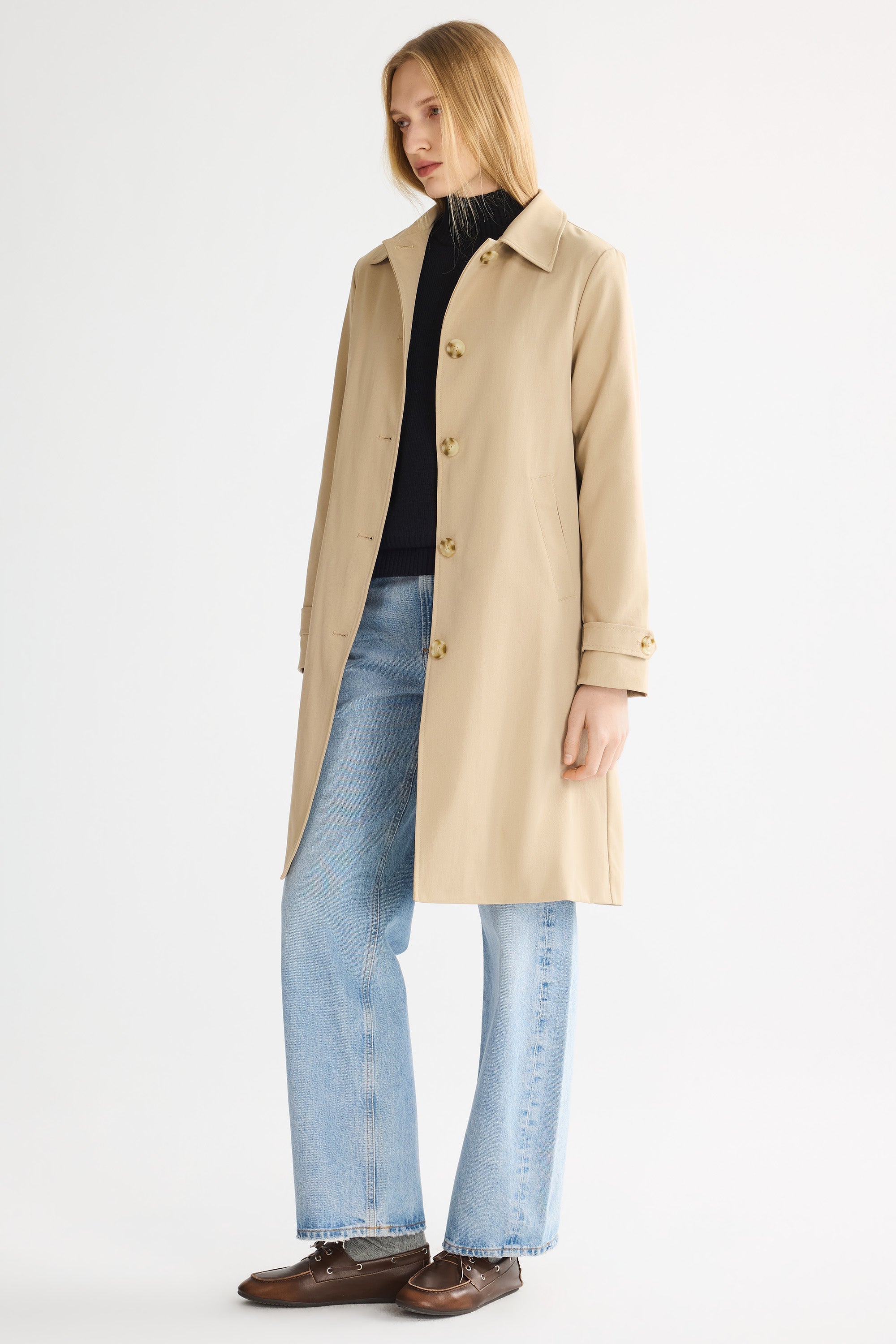 Classic Hooded Brown Trench Coat