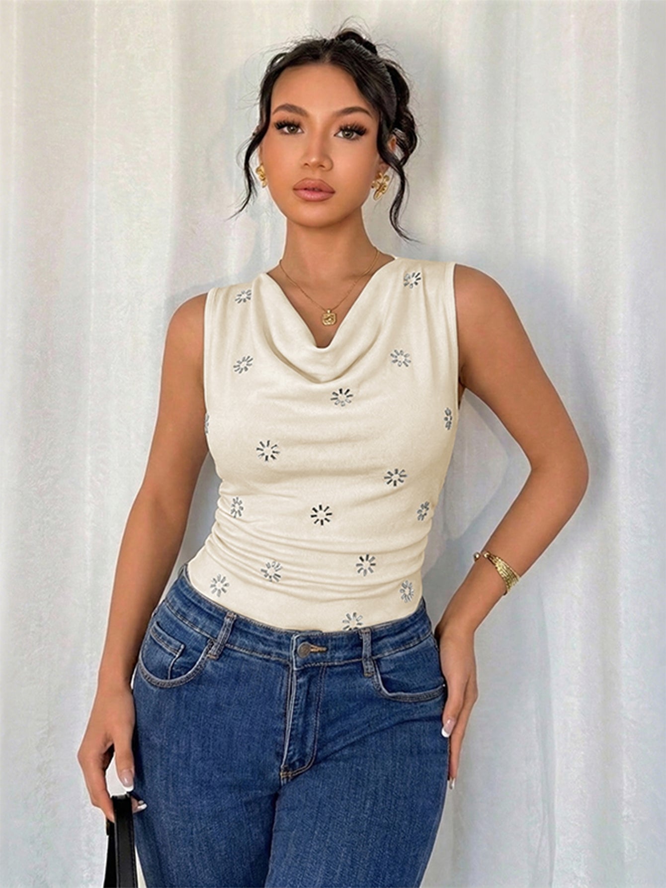 Floral Deep V Neck Elegant Jumpsuit