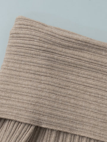 Off Shoulder Ribbed Knit Maxi Dress