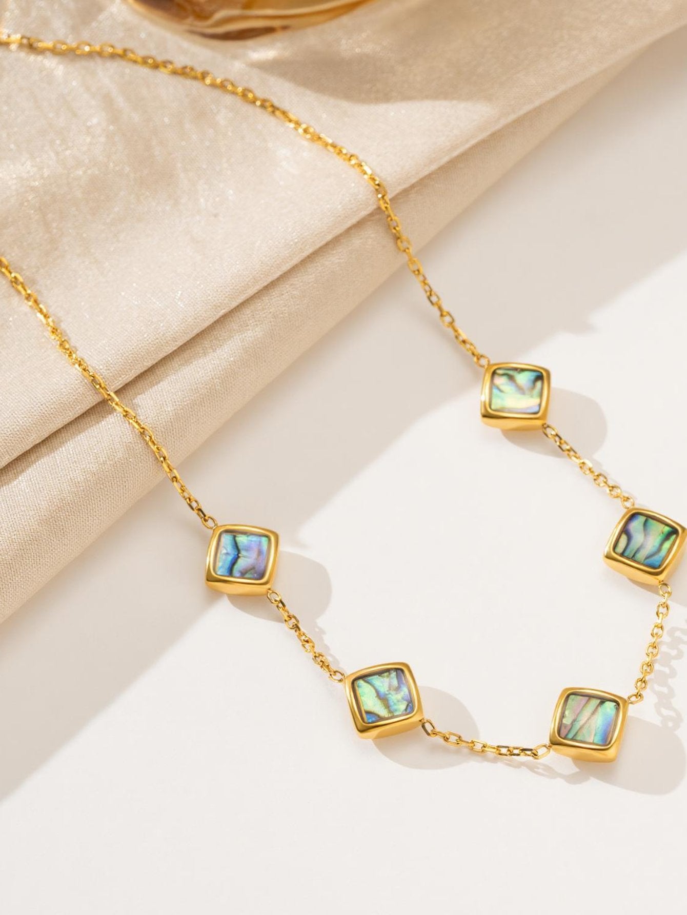 Waterproof Abalone Shell Gold Necklace