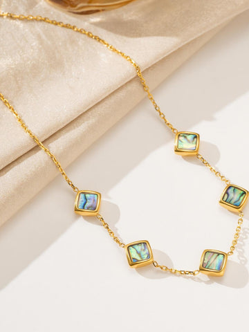 Waterproof Abalone Shell Gold Necklace