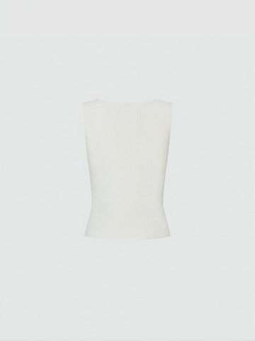 Square Neck Lace Trim Sleeveless Skinny-Fit Knitted T-Shirts