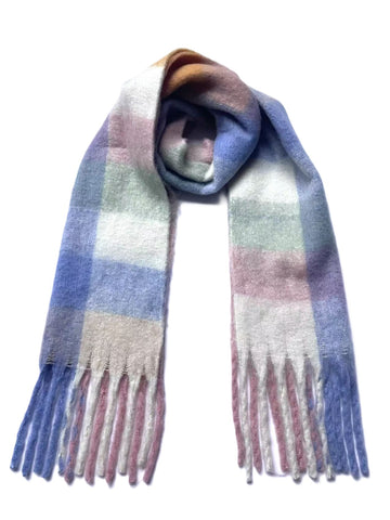 Cozy Soft Plaid Fringed Scarf