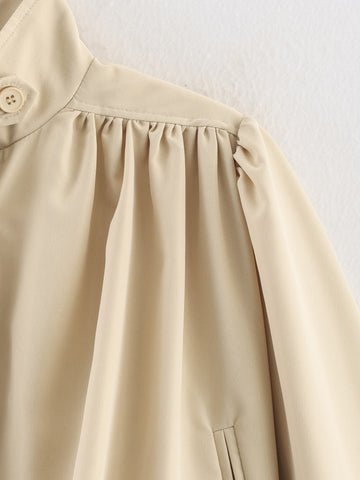 Puff Sleeve Cropped Stand Collar Jacket