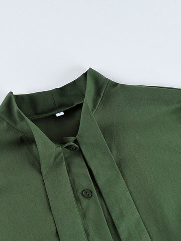 Elegant Tie Neck Button Down Shirt