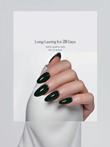 Glossy Dark Green Almond Press On Nails