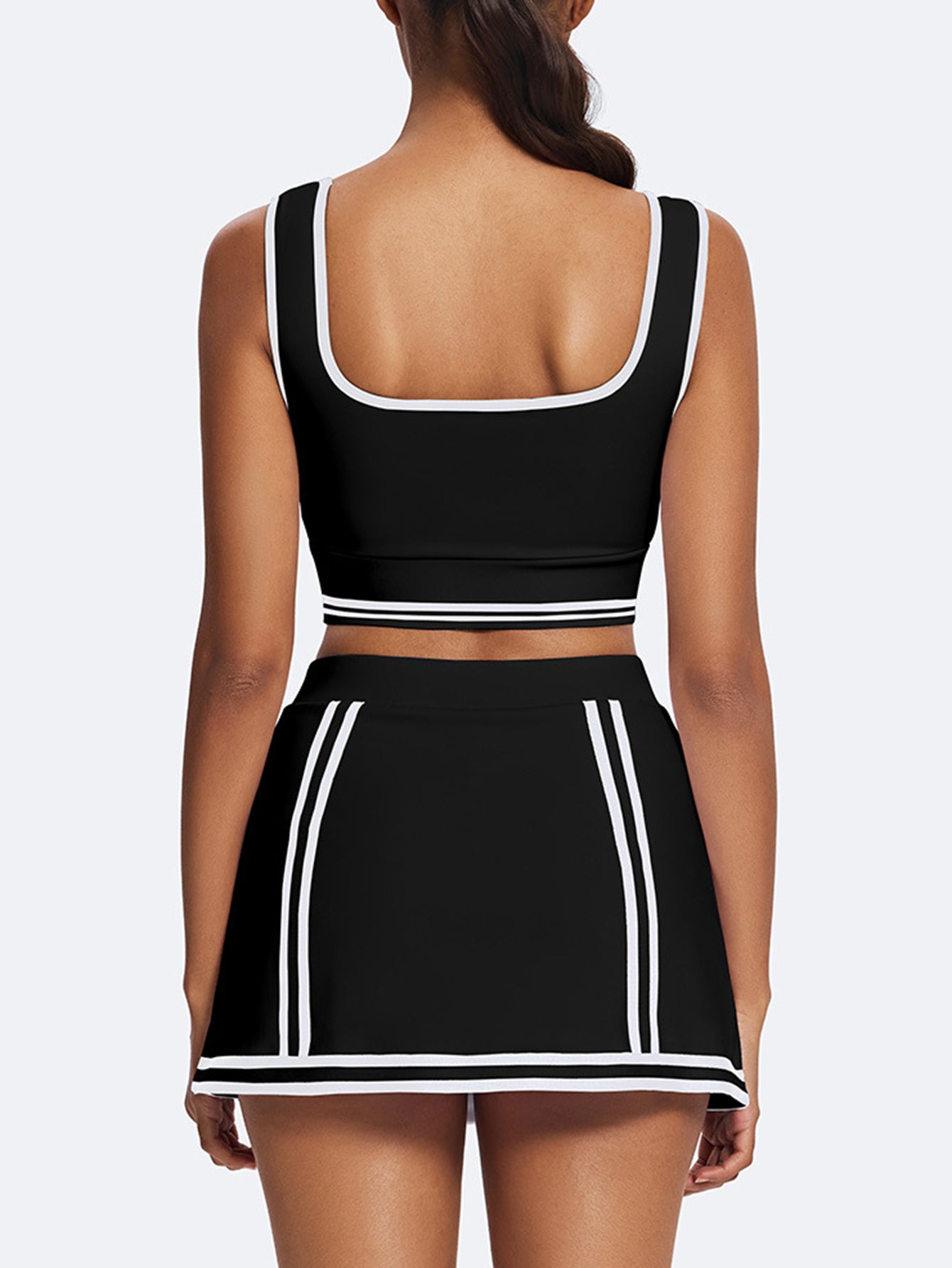 High Waist Side Stripe Tennis Skirt