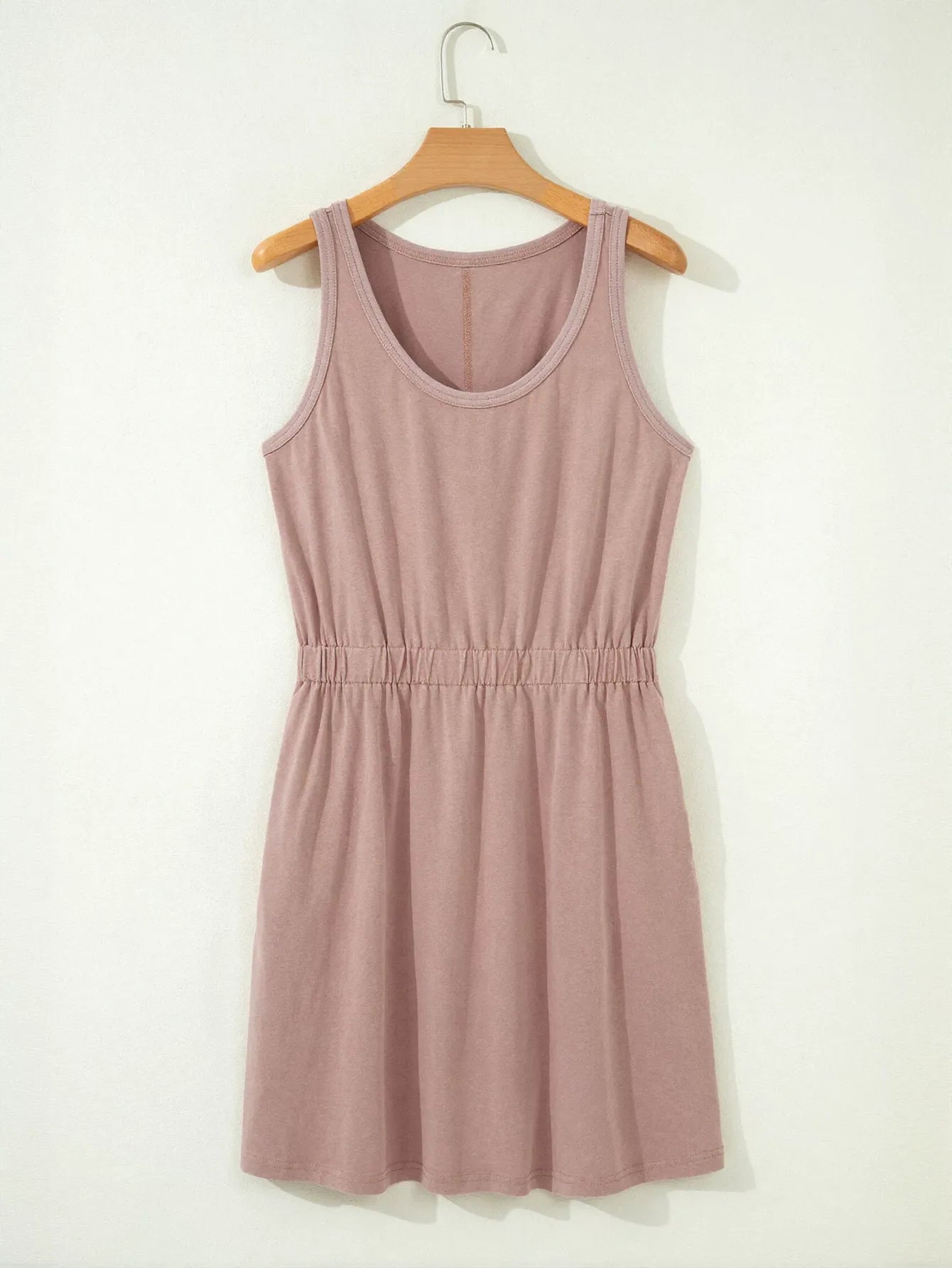 Casual Sleeveless Elastic Waist Mini Dress