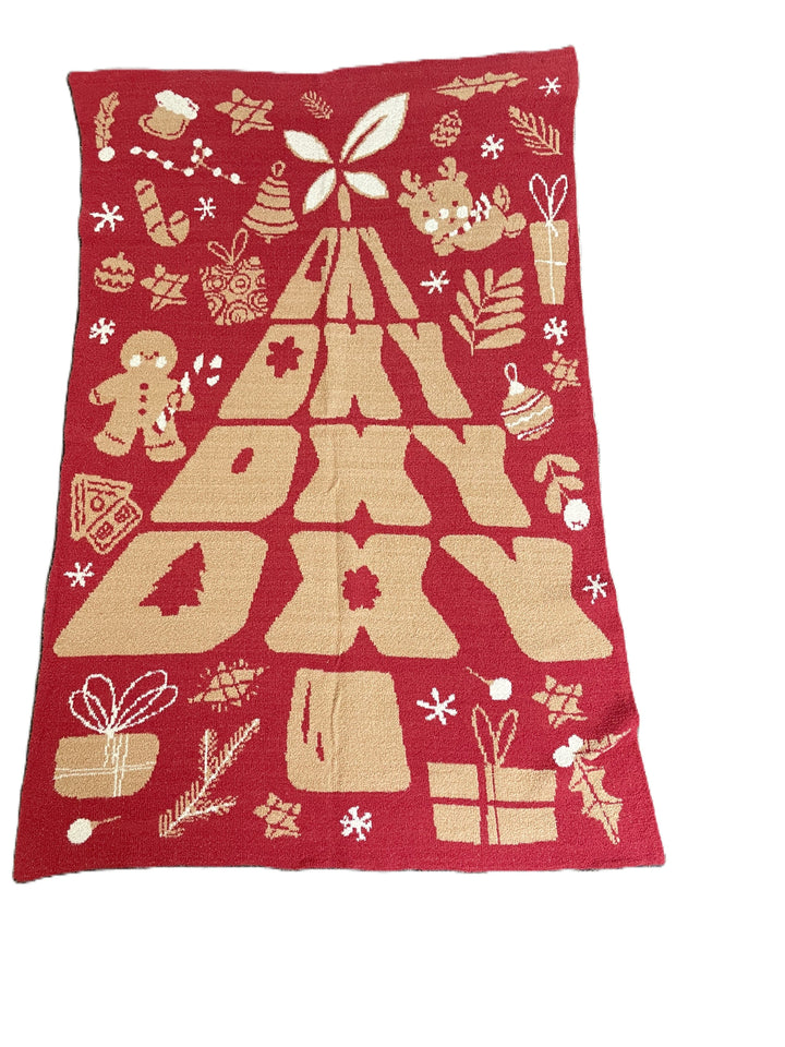 Cozy Festive Knit Christmas Throw Blanket