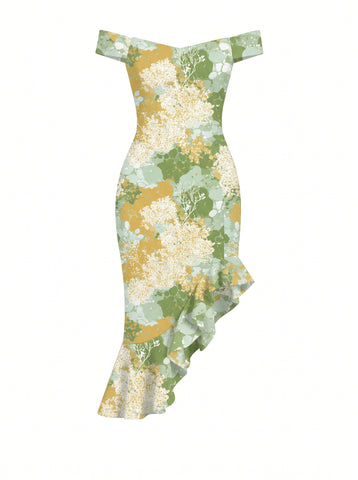 piecesofmilan's Green Floral Print Mini Dress