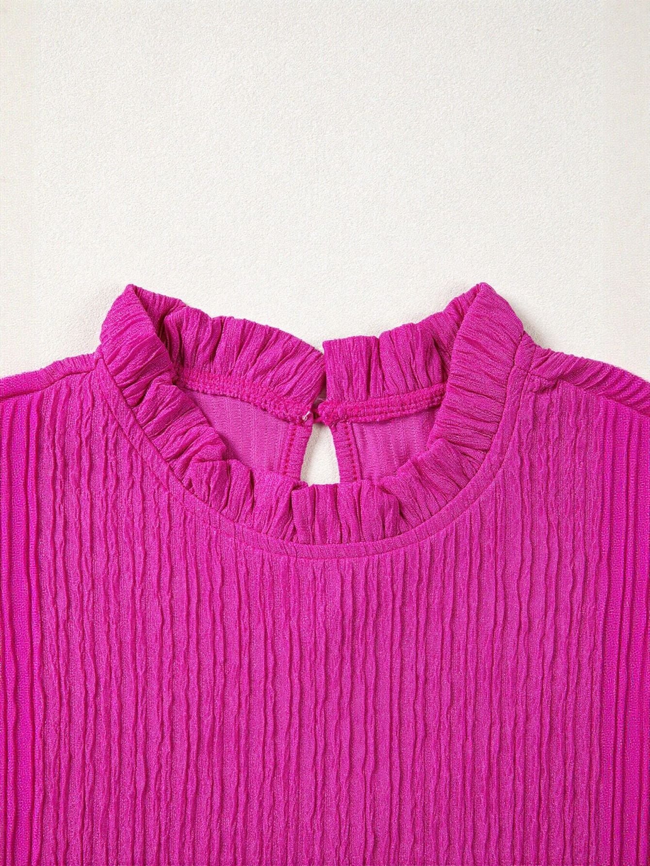 Ruffled Sleeve Textured Chiffon Blouse