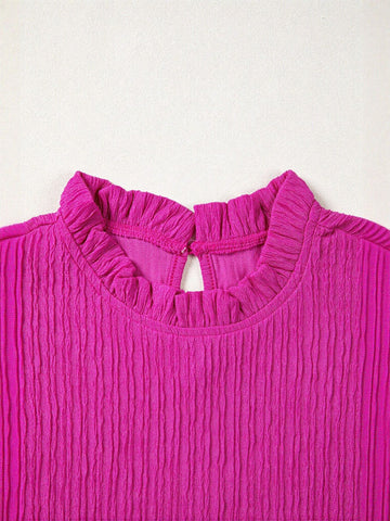 Ruffled Sleeve Textured Chiffon Blouse
