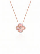 Dainty Floral Shell Clover Necklace