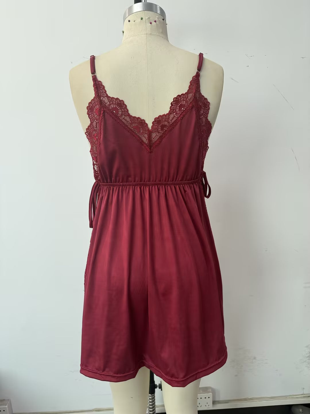 Lace Trim Soft Satin Nightdress