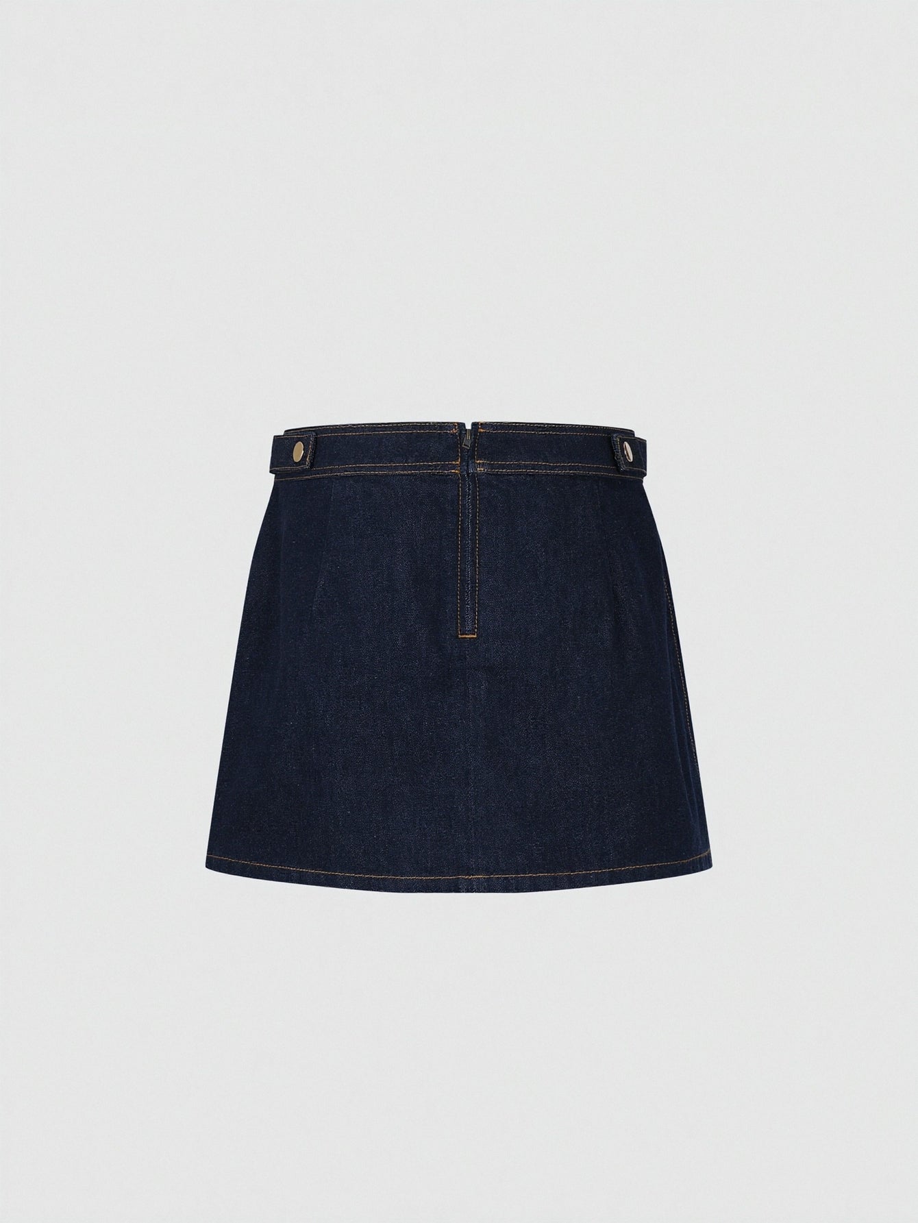 Flap Pocket Stitch Detail Denim Mini Skirts