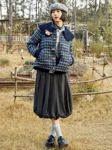 High Waisted Pleated Bubble Skirt