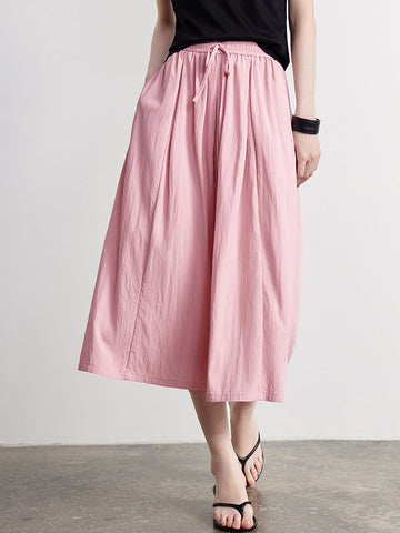 Linen Drawstring Waist Minimalist Shorts