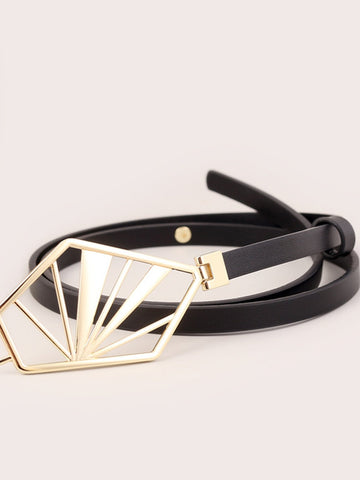 Elegant Gold Geometric Skinny Belt