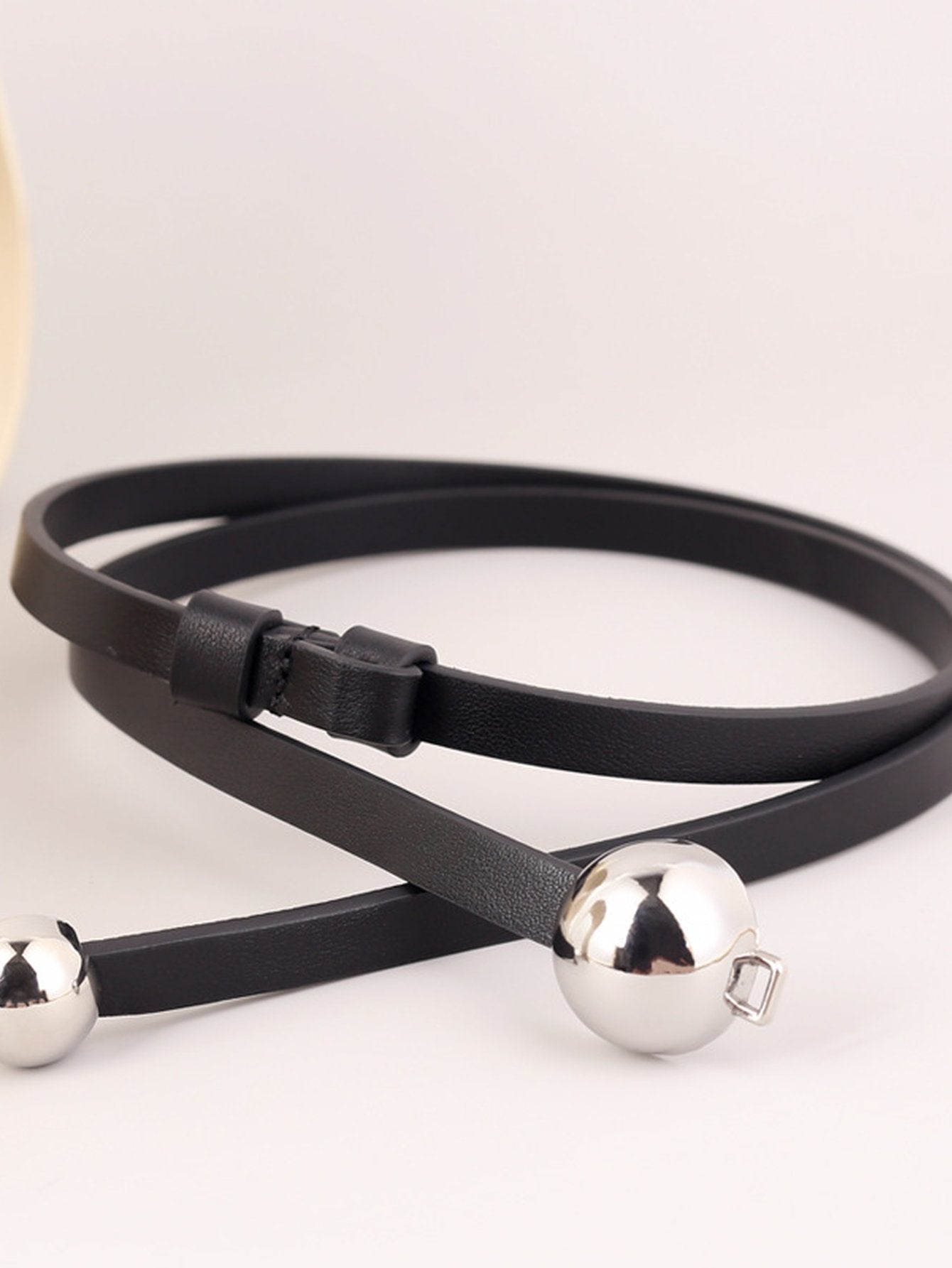 Minimalist Slim Metal Ball Waist Belt