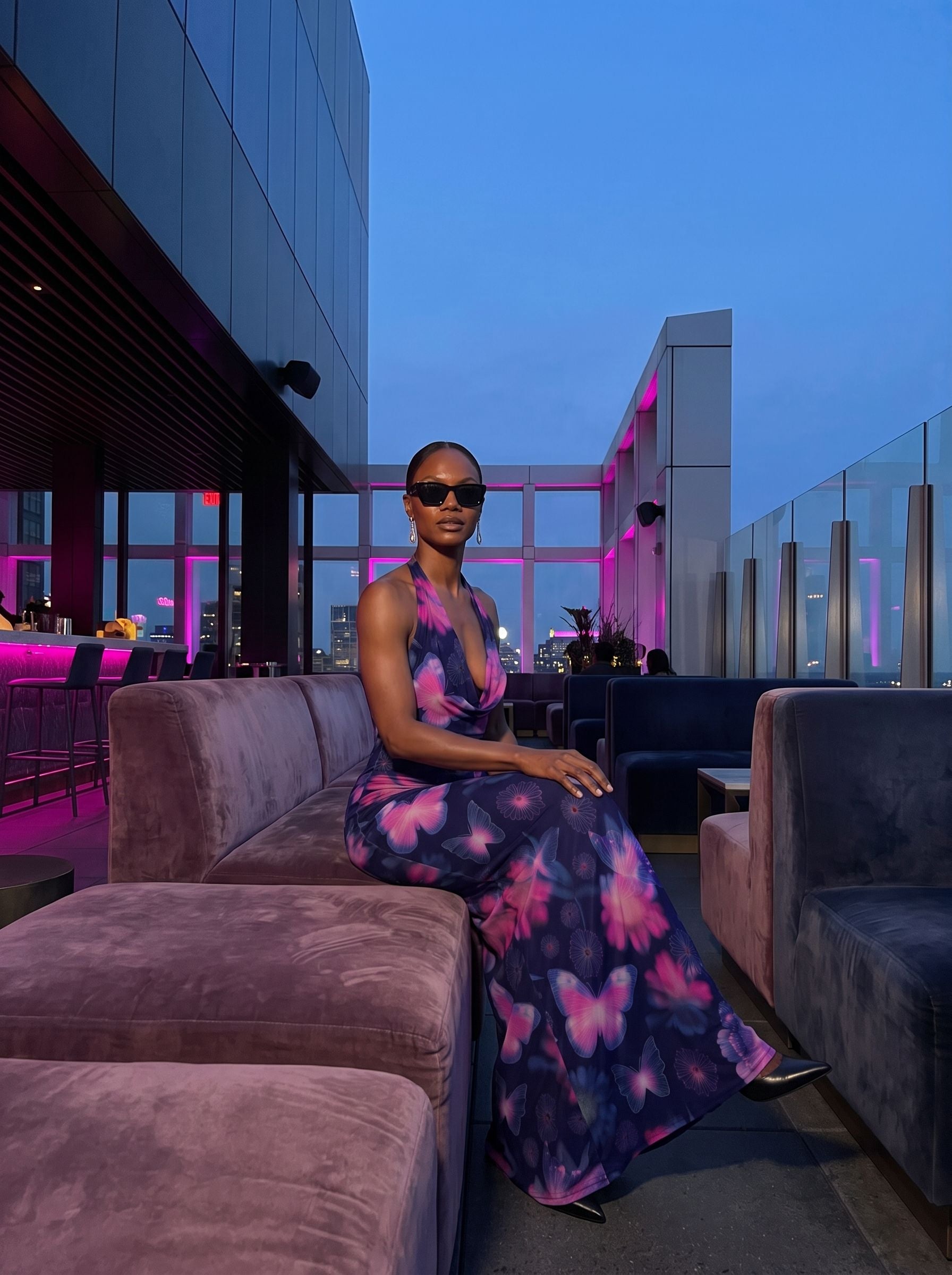 mssistert -'s Pink Butterfly Print Midi Dress