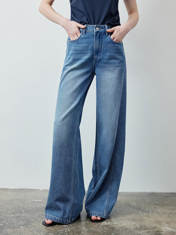 High Waisted Seamed Wide Leg Jeans