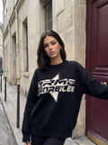 Distressed Graphic Oversized Knit Sweater
