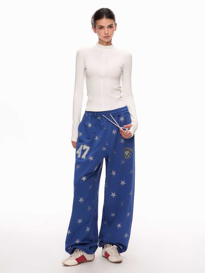 Sparkly Star Print Baggy Sweatpants