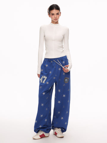 Sparkly Star Print Baggy Sweatpants