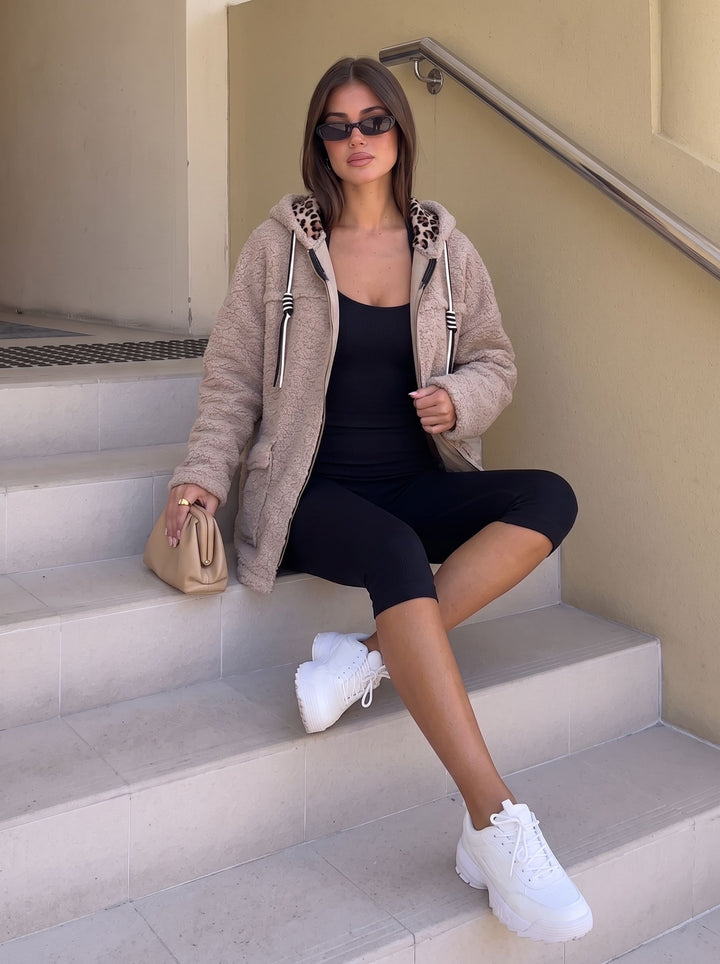 Cozy Leopard Lined Teddy Jacket