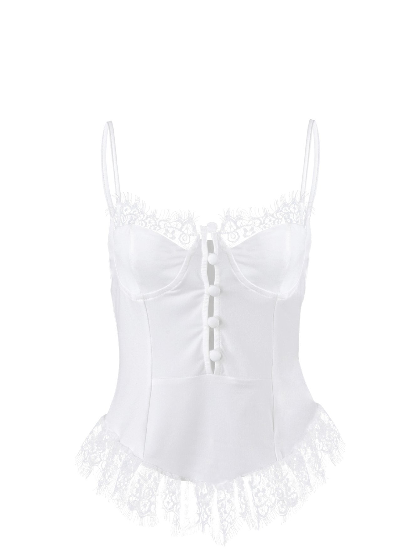 Lace Trim Button Front Corset Top