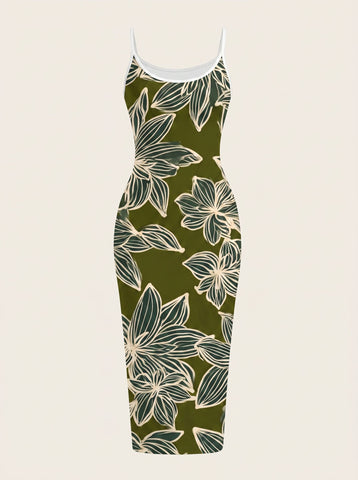 CAPRI Floral Print Sleeveless Bodycon Midi Dress