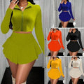 Ribbed Zip Up Skirt Set