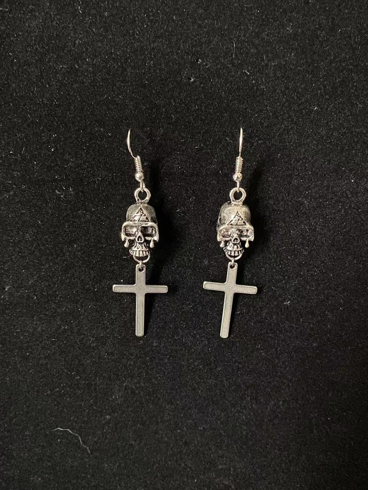 Gothic Skull Cross Dangle Earrings