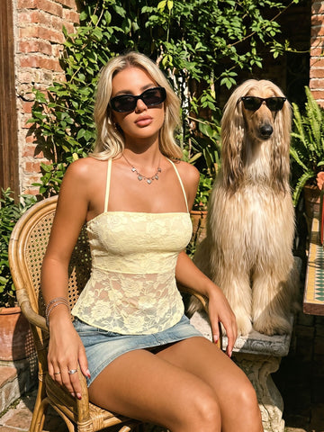 Floral Lace Strappy Cami Top