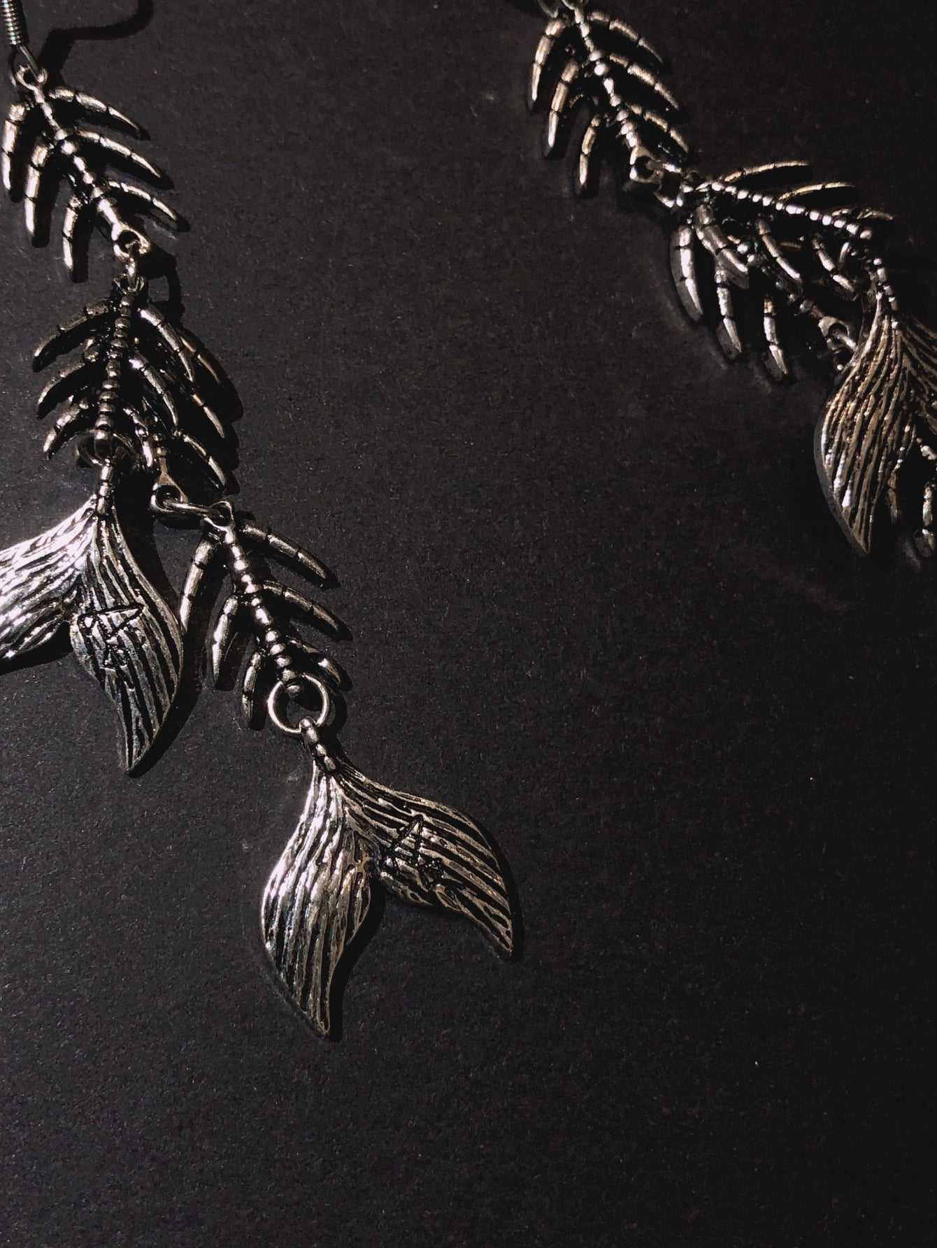 Edgy Gothic Fish Bone Earrings