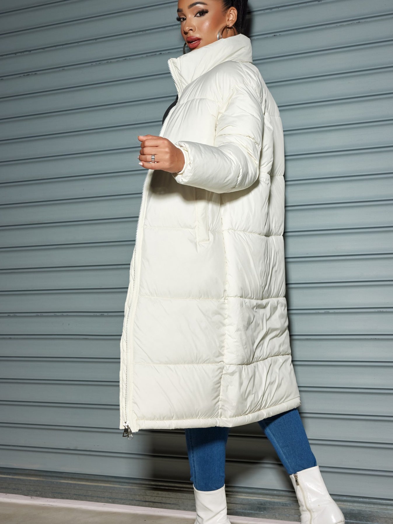 Slim Fit Long Puffer Coat