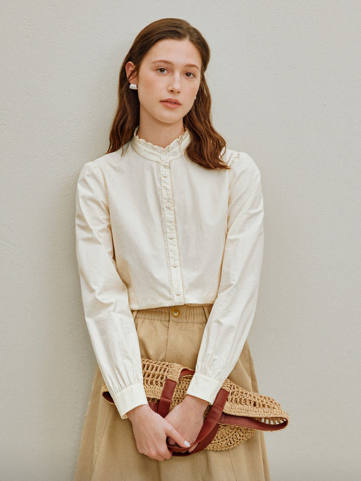 Organic Cotton Stand Collar Button Shirt