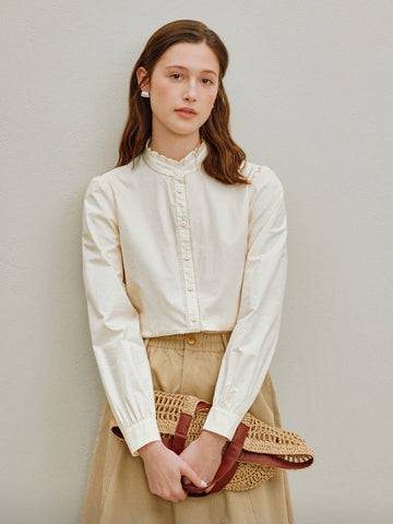 Organic Cotton Stand Collar Button Shirt