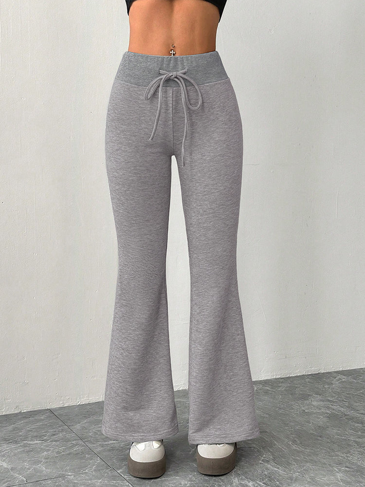High Waisted Drawstring Flare Lounge Pants