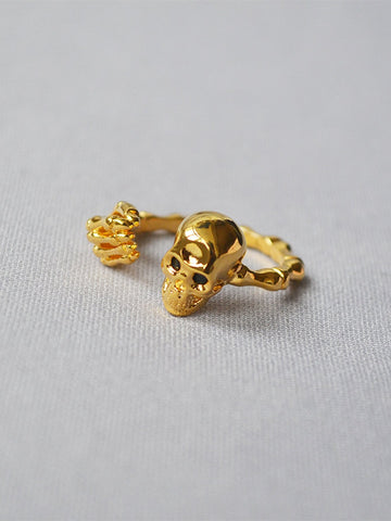 Gold Skull Adjustable Statement Ring